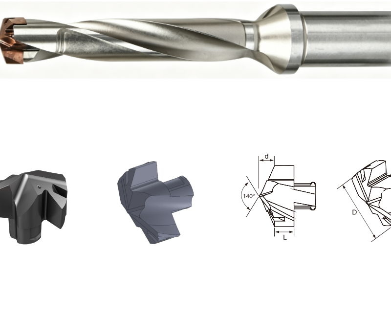 Self-locking interchange head drill